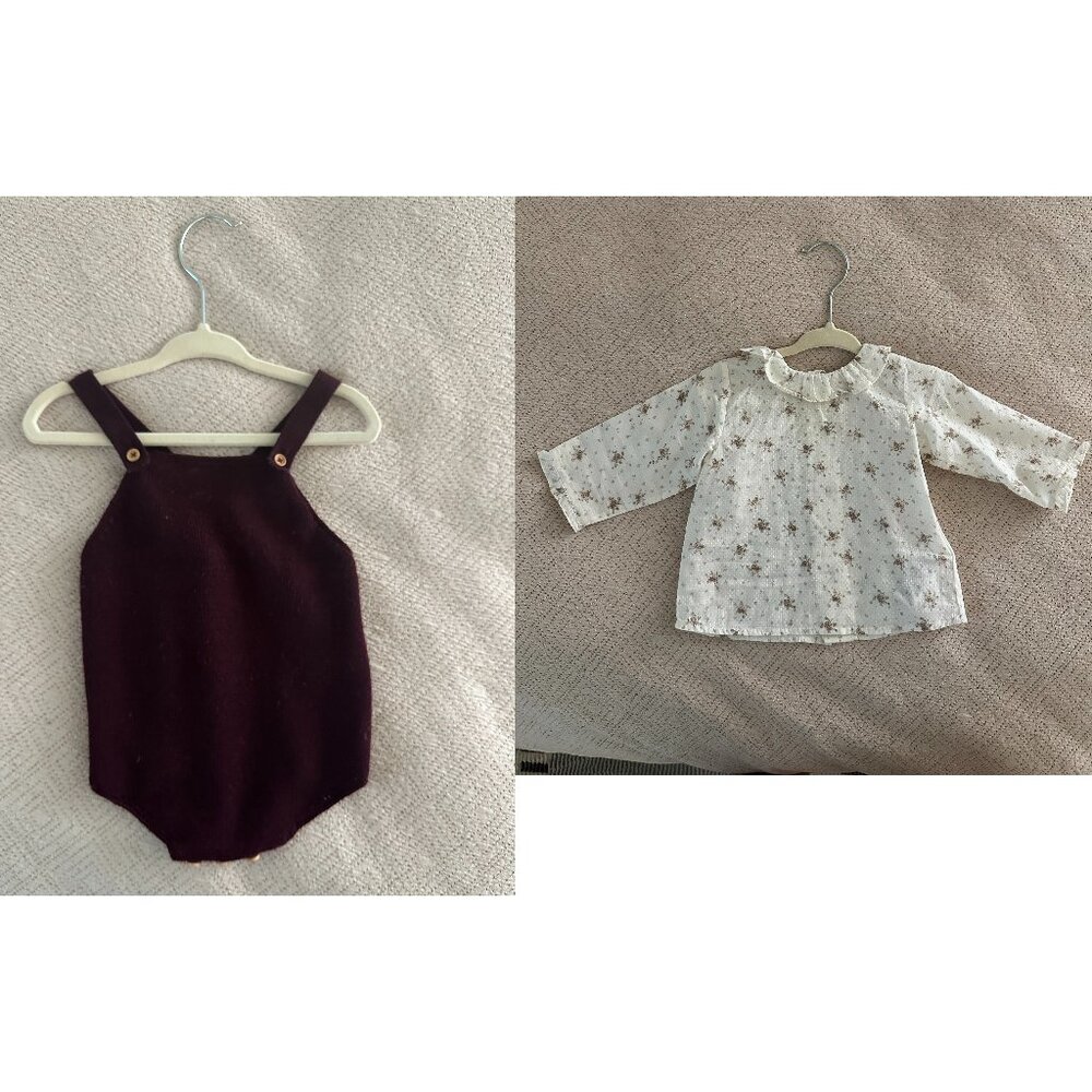 Bonpoint romper and floral ruffle collar top